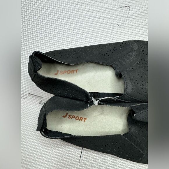 JSport Ladies' Laser Cut Floral Pattern Slip On Shoes BLACK SIZE‎ 9M - Picture 3 of 11